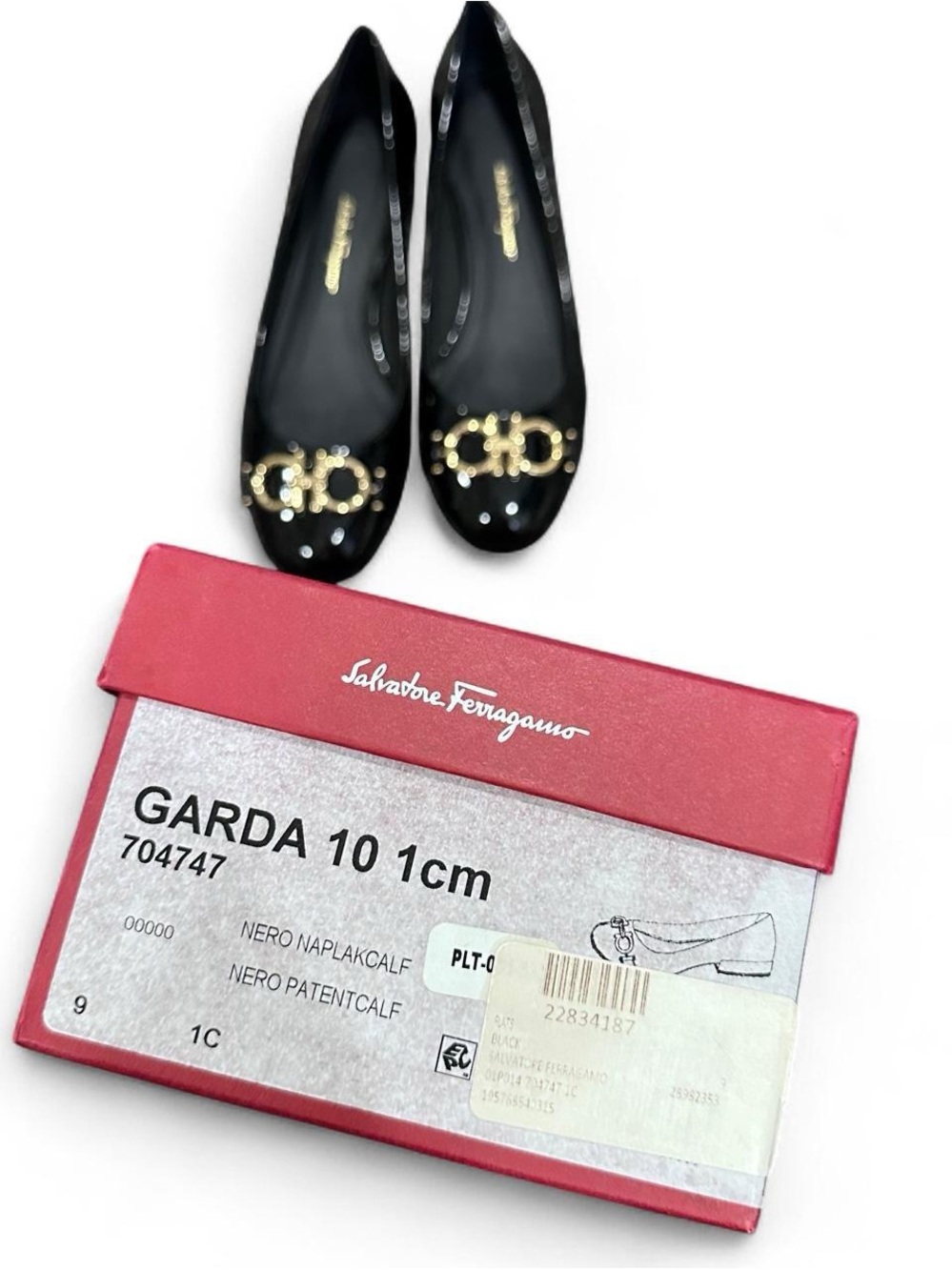NWT Salvatore Ferragamo Garda Patent Leather Gancini Flats Black Size 9 - Picture 4 of 8